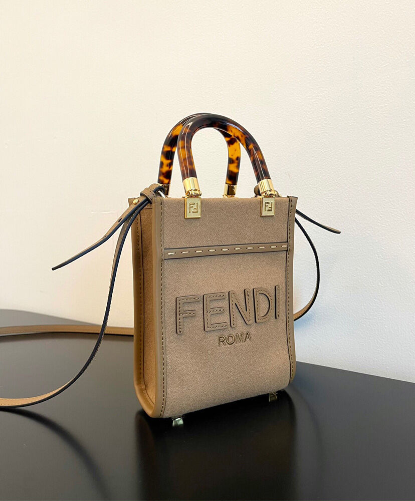 Fendi Mini Sunshine Shopper Bag 8BS051 Gray